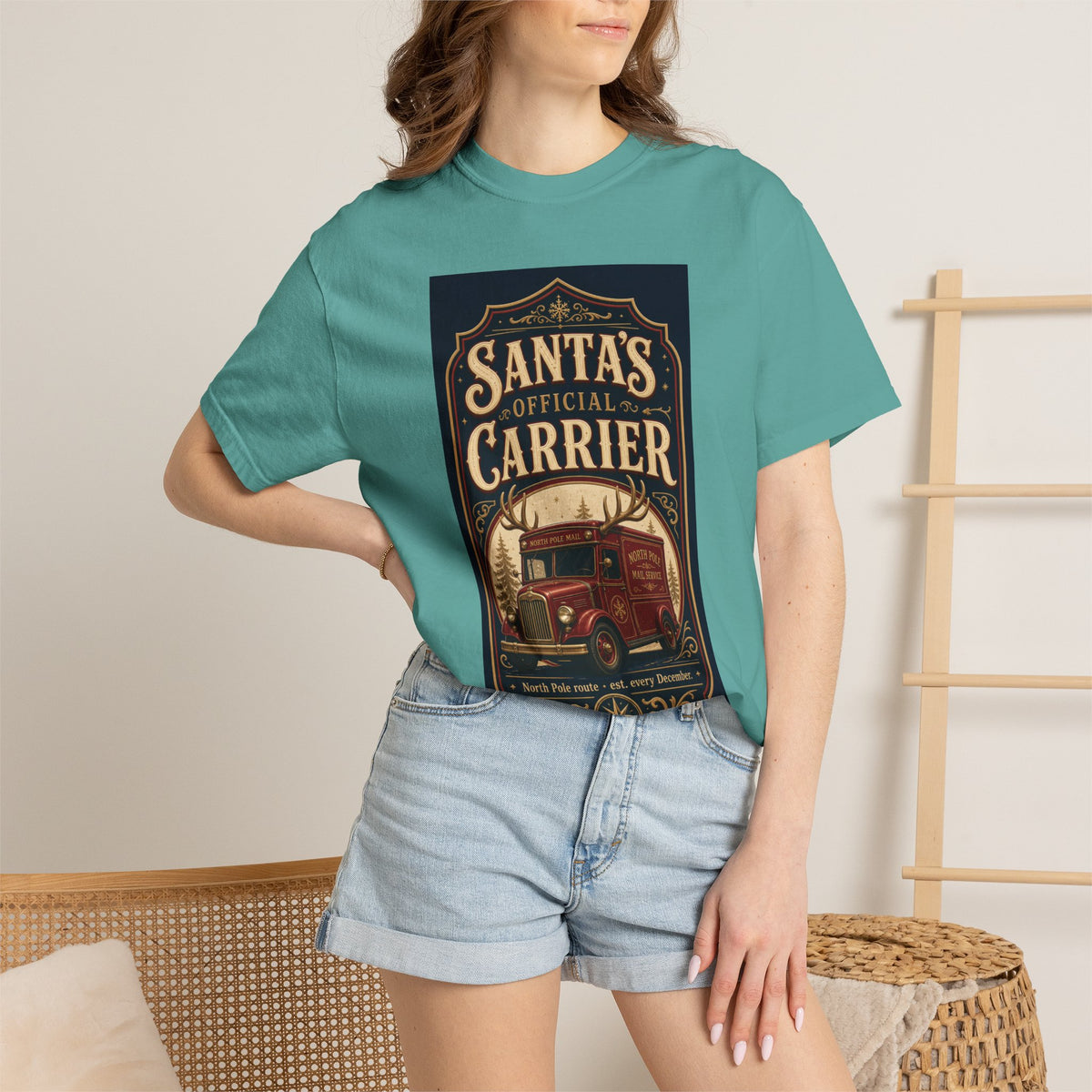Santa's Official Carrier — Vintage Christmas Mail Truck Shirt
