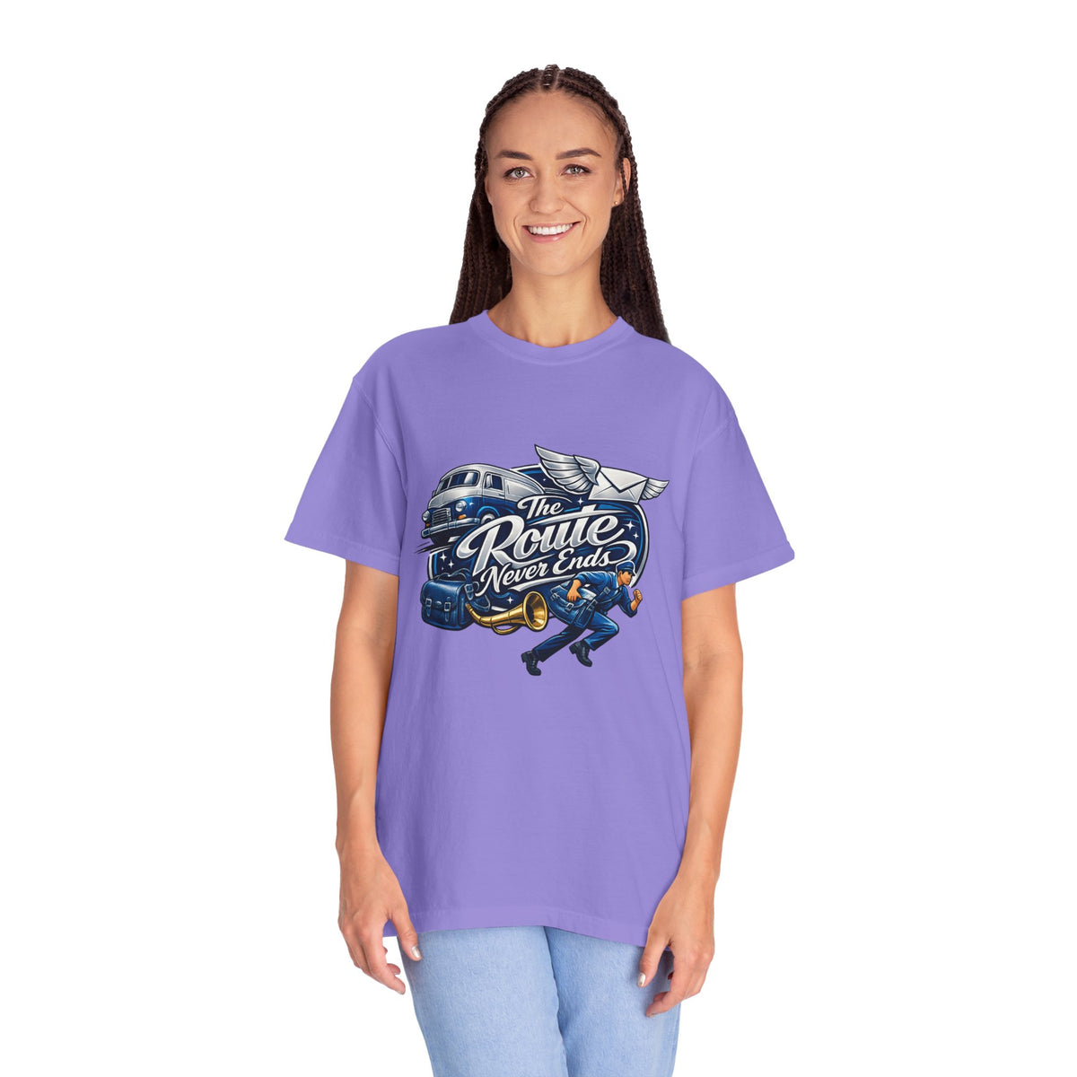 Mail Carrier T-Shirt - The Route Never Ends | Funny Mail Carrier Tee | Comfort Colors | Comfort Colors® 1717