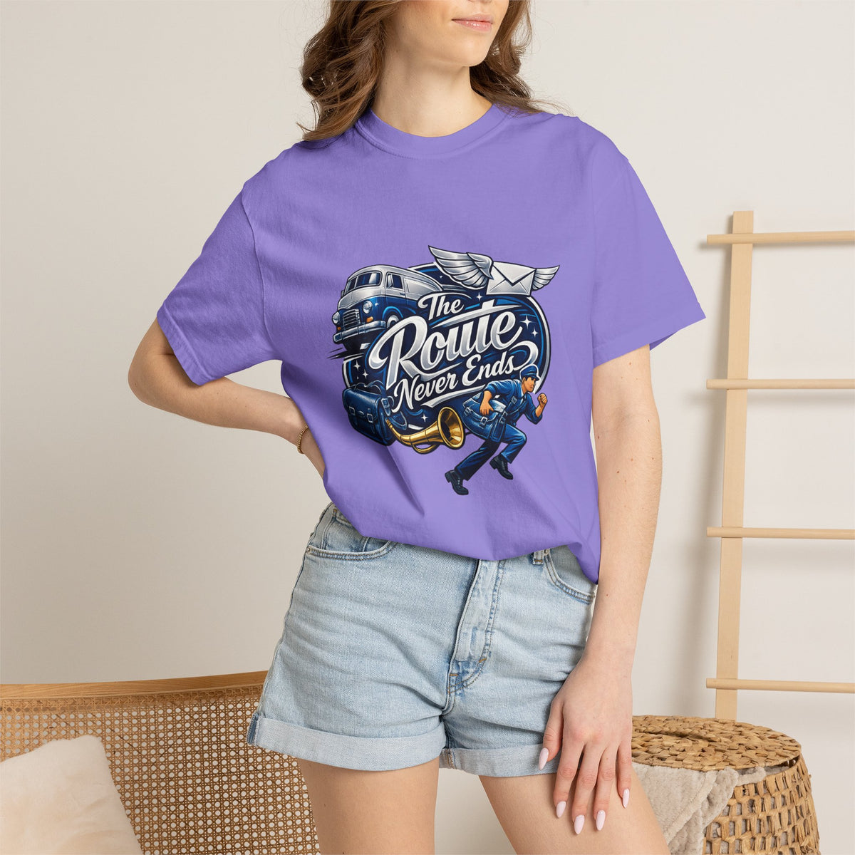 Mail Carrier T-Shirt - The Route Never Ends | Funny Mail Carrier Tee | Comfort Colors | Comfort Colors® 1717