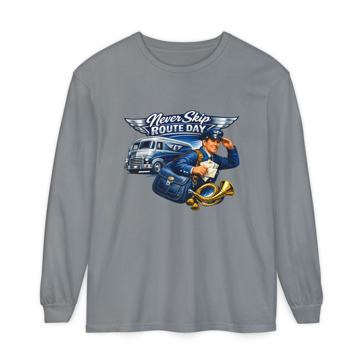 Mail Carrier Long Sleeve - Never Skip Route Day | Funny Mail Carrier Long Sleeve | Comfort Colors