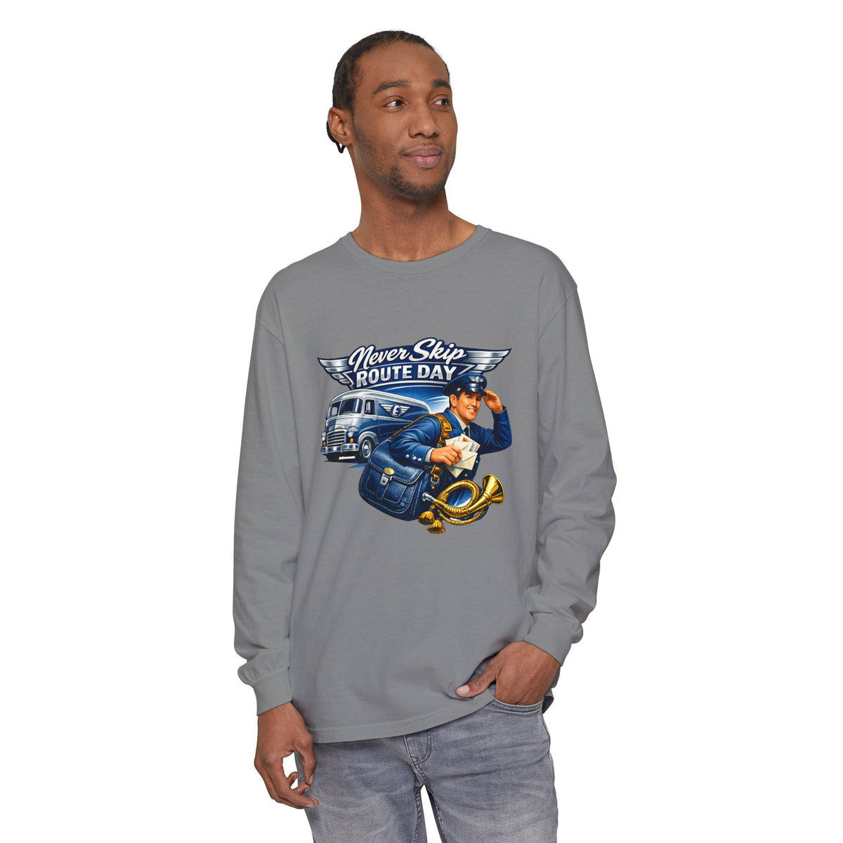 Mail Carrier Long Sleeve - Never Skip Route Day | Funny Mail Carrier Long Sleeve | Comfort Colors