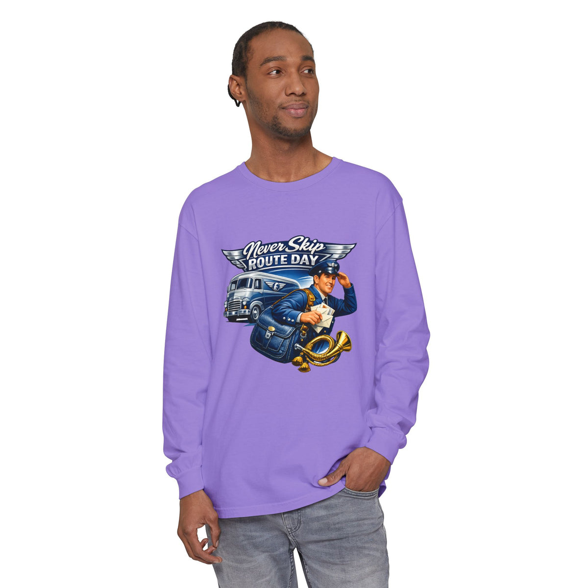 Mail Carrier Long Sleeve - Never Skip Route Day | Funny Mail Carrier Long Sleeve | Comfort Colors