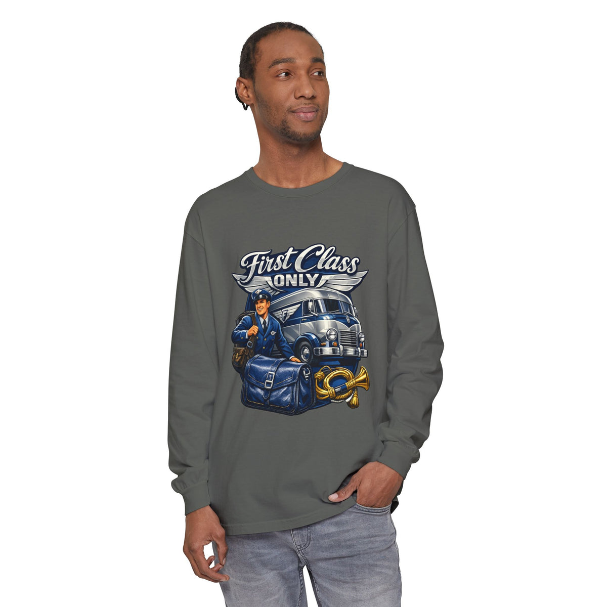 Mail Carrier Long Sleeve - First Class Only | Funny Mail Carrier Long Sleeve | Comfort Colors