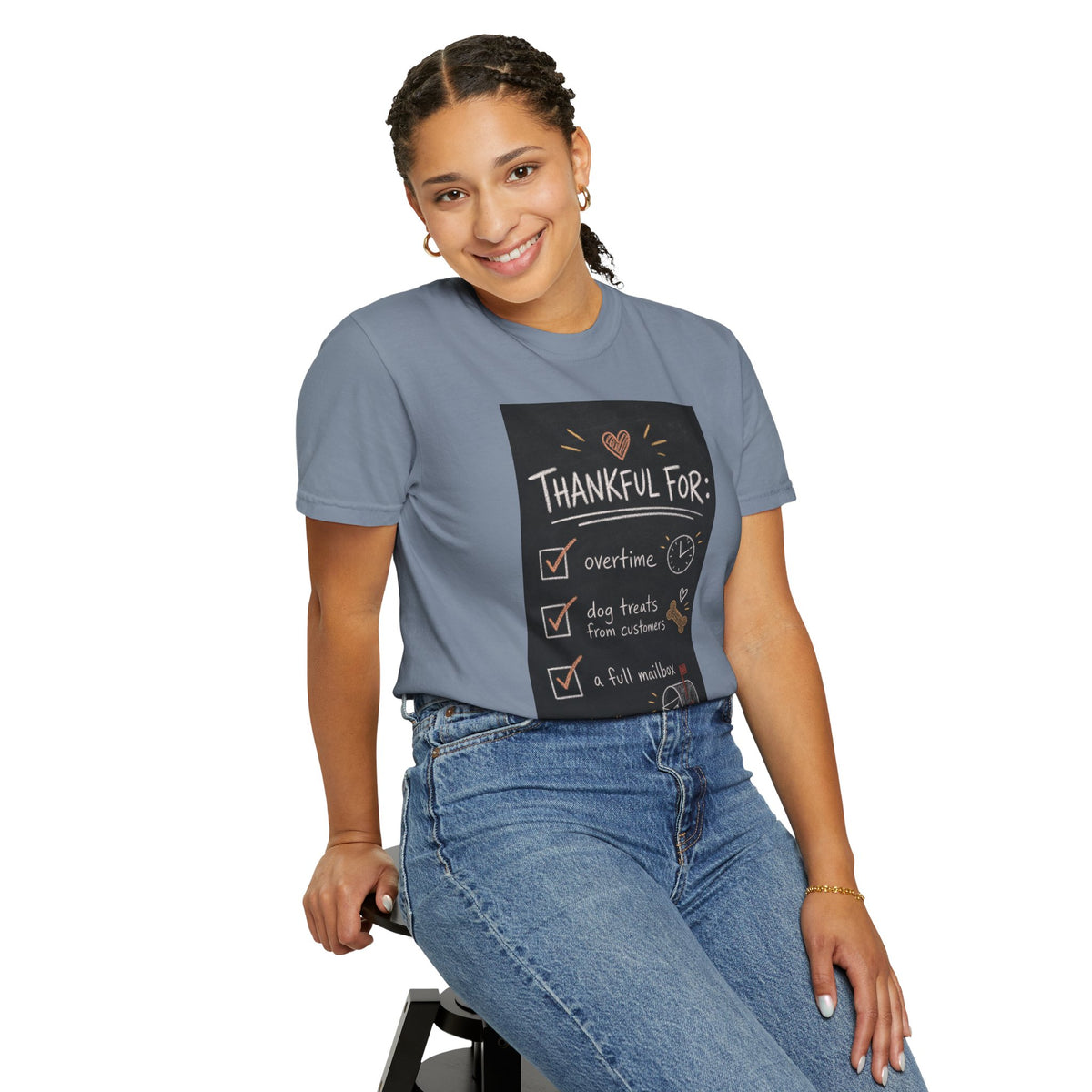 Thankful For Overtime Dog Treats Full Mailbox — Funny Mail Carrier Shirt