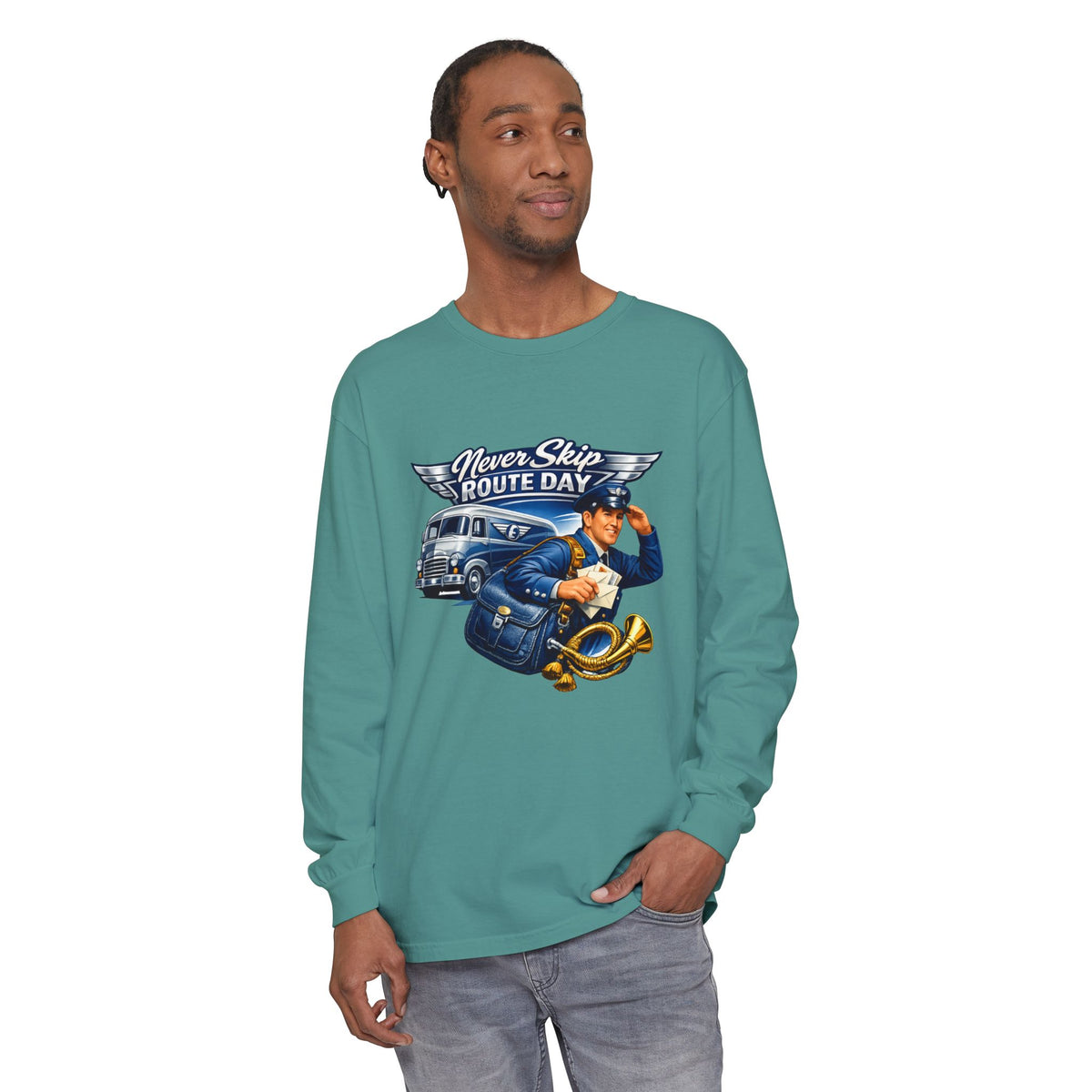 Mail Carrier Long Sleeve - Never Skip Route Day | Funny Mail Carrier Long Sleeve | Comfort Colors