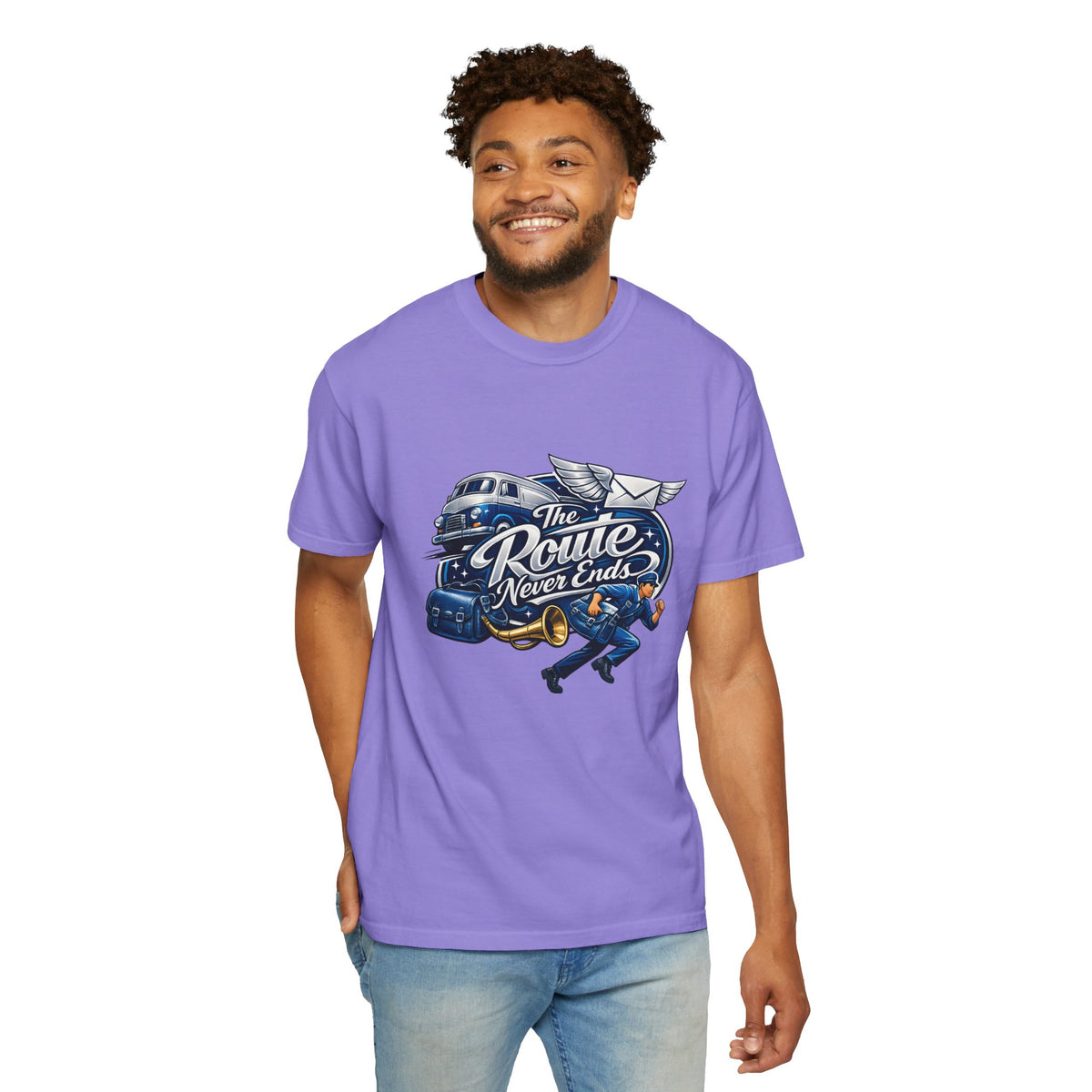 Mail Carrier T-Shirt - The Route Never Ends | Funny Mail Carrier Tee | Comfort Colors | Comfort Colors® 1717