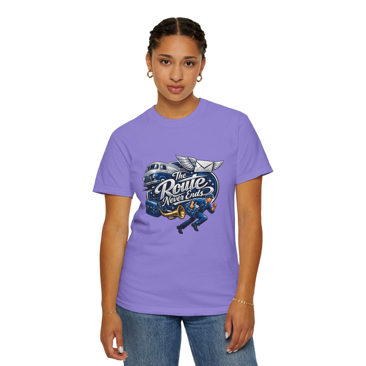 Mail Carrier T-Shirt - The Route Never Ends | Funny Mail Carrier Tee | Comfort Colors | Comfort Colors® 1717