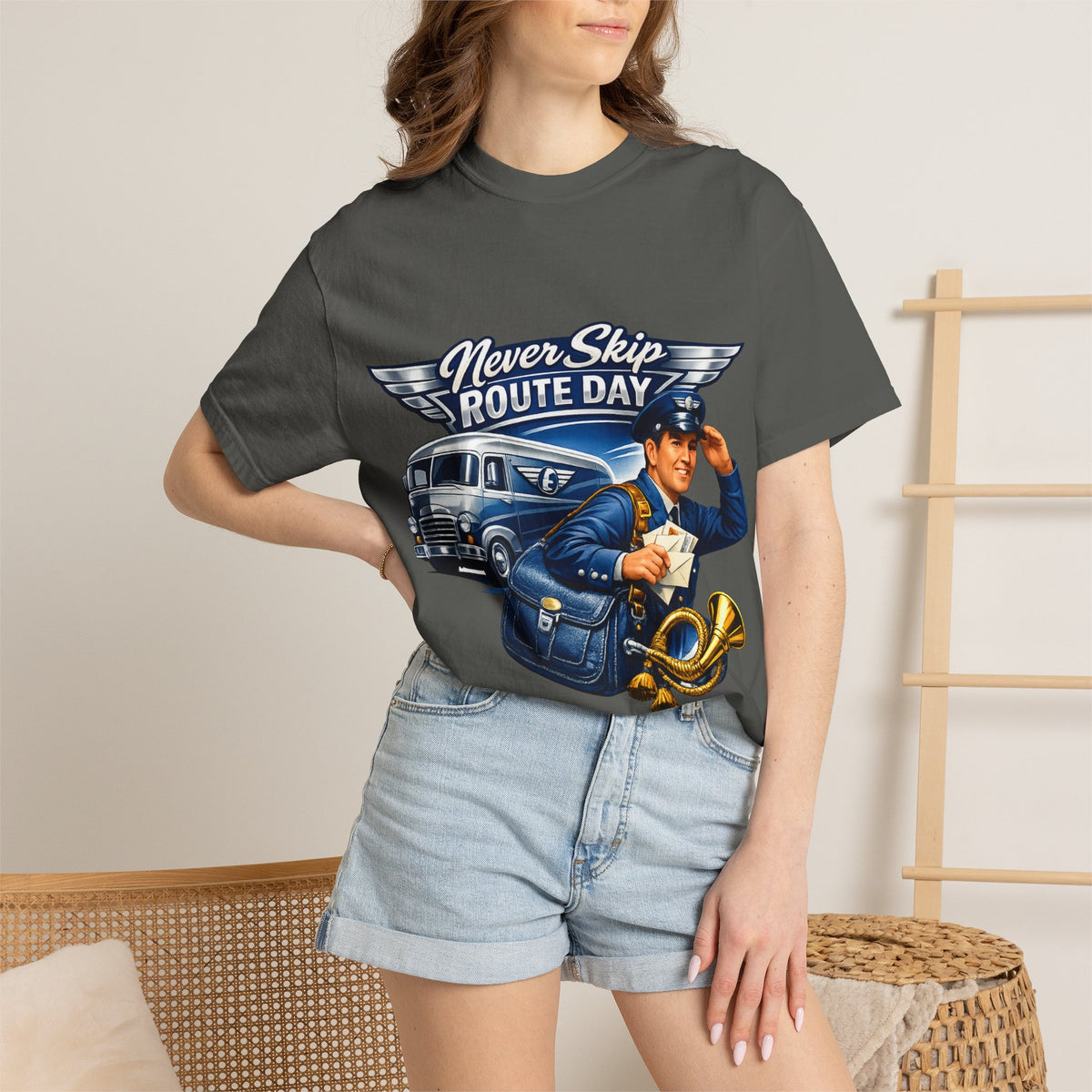 Mail Carrier T-Shirt - Never Skip Route Day | Funny Mail Carrier Tee | Comfort Colors