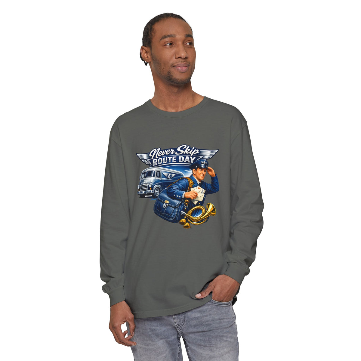 Mail Carrier Long Sleeve - Never Skip Route Day | Funny Mail Carrier Long Sleeve | Comfort Colors