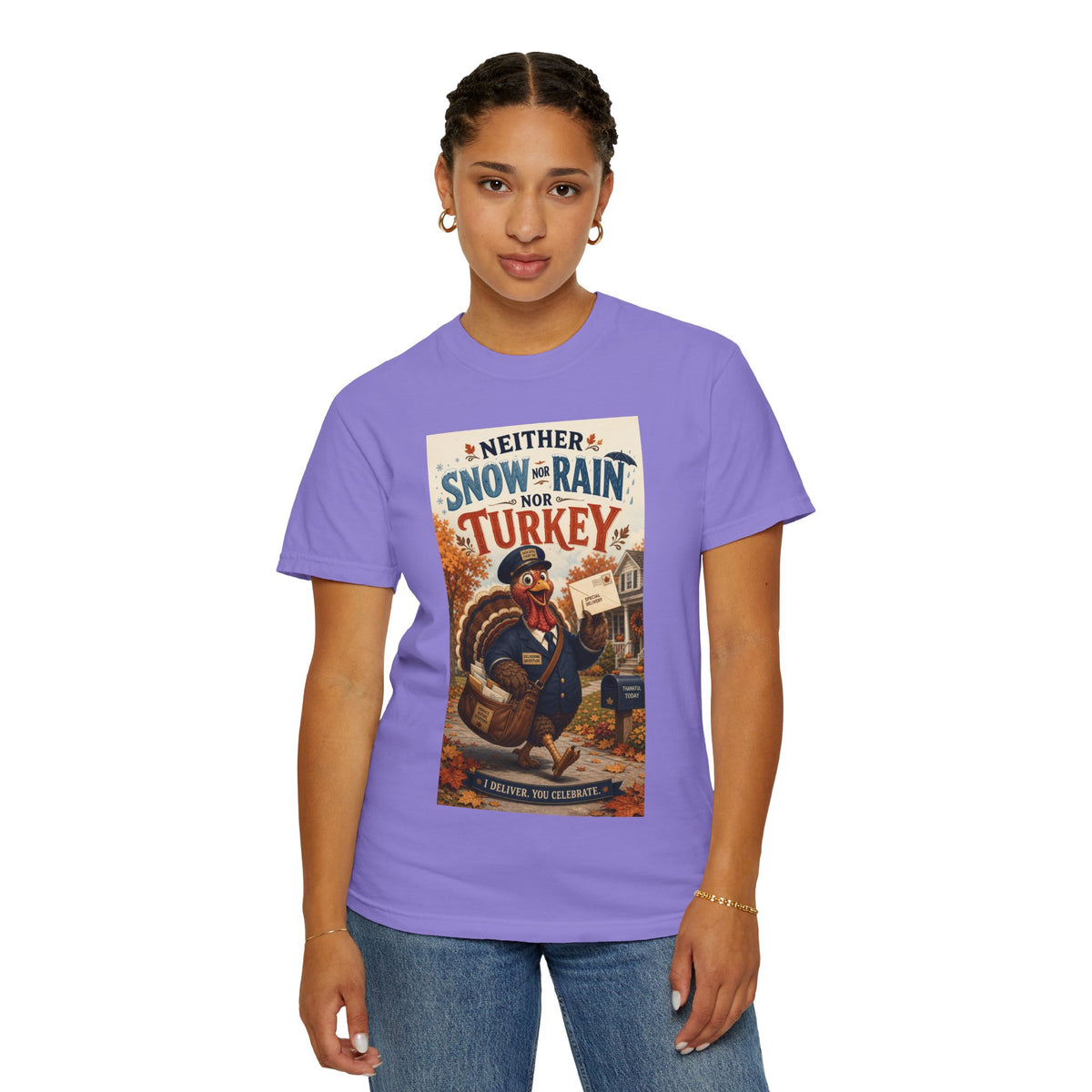 Neither Snow Nor Rain Nor Turkey — Funny Thanksgiving Mailman Shirt