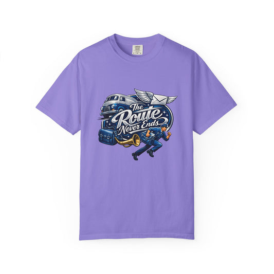 Mail Carrier T-Shirt - The Route Never Ends | Funny Mail Carrier Tee | Comfort Colors | Comfort Colors® 1717