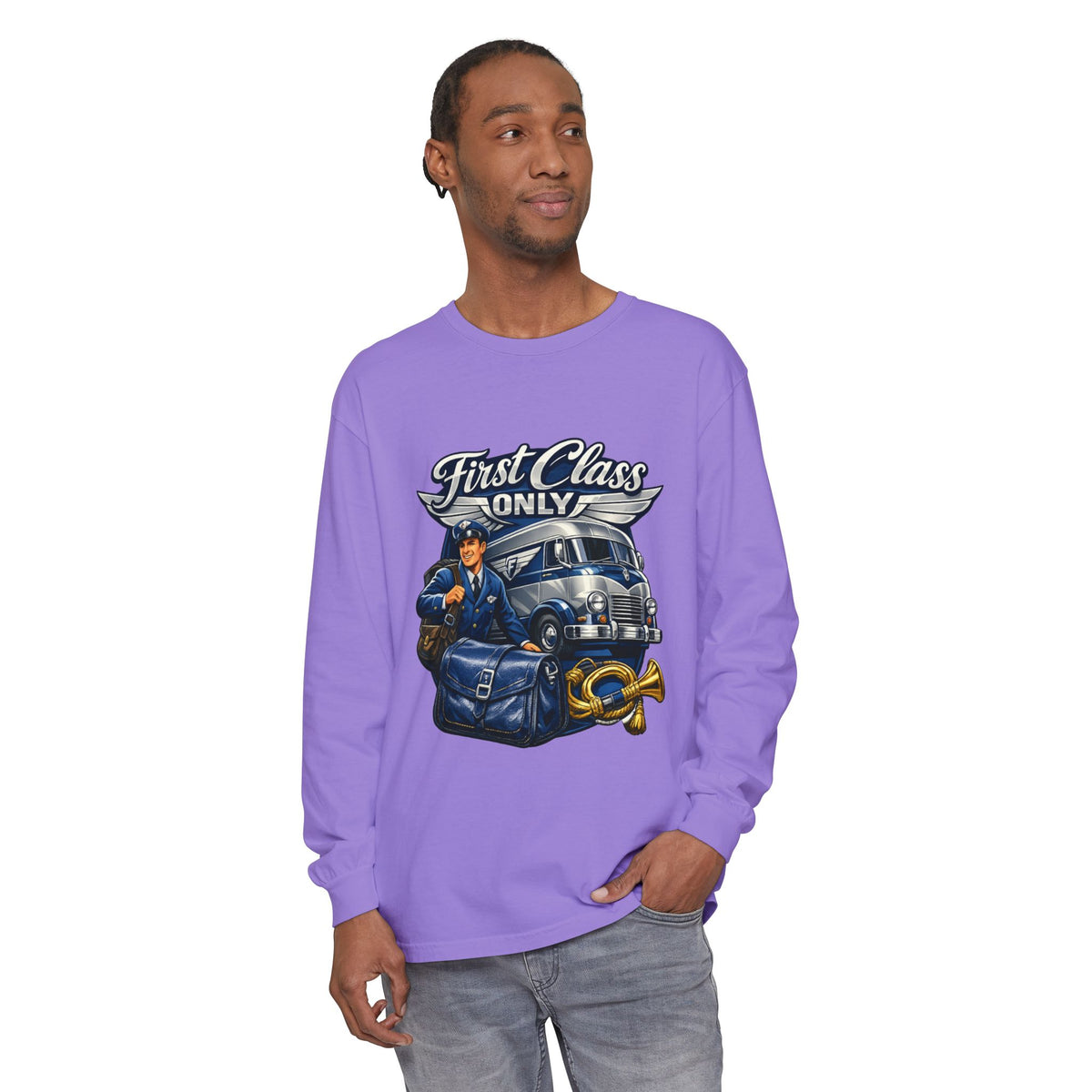 Mail Carrier Long Sleeve - First Class Only | Funny Mail Carrier Long Sleeve | Comfort Colors