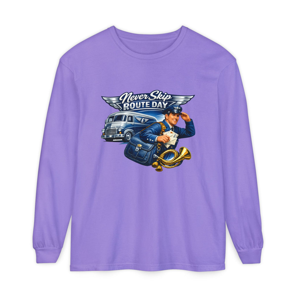 Mail Carrier Long Sleeve - Never Skip Route Day | Funny Mail Carrier Long Sleeve | Comfort Colors
