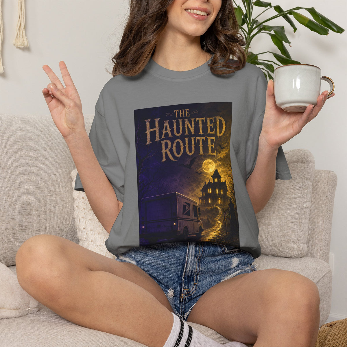 The Haunted Route — Spooky Mail Truck Halloween Shirt