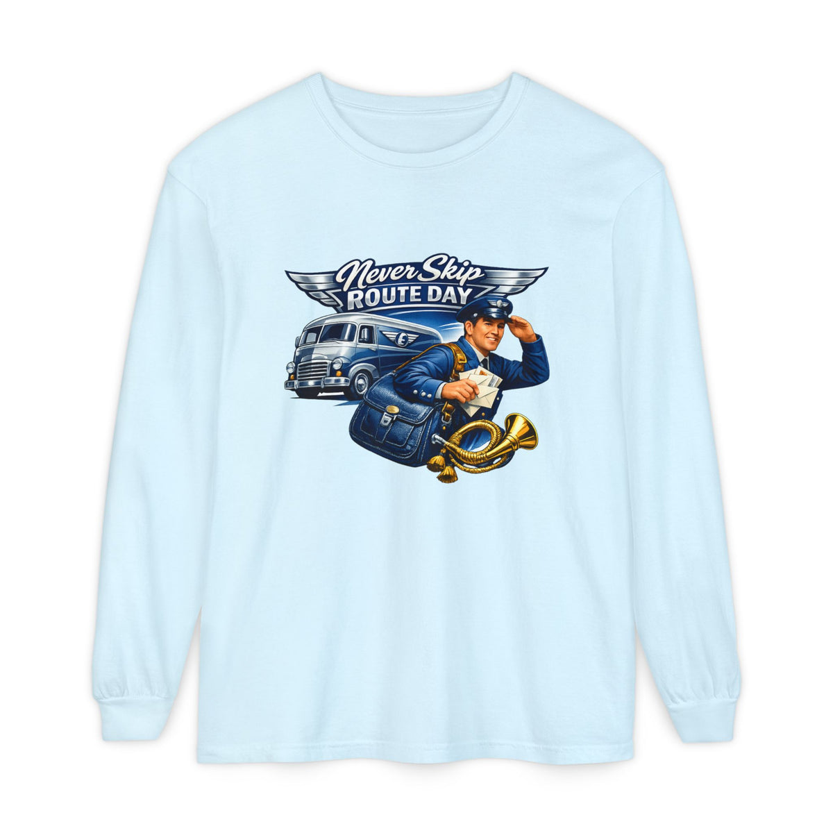 Mail Carrier Long Sleeve - Never Skip Route Day | Funny Mail Carrier Long Sleeve | Comfort Colors