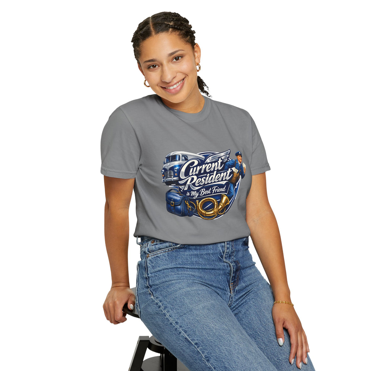Mail Carrier T-Shirt - Current Resident Is My Best Friend | Funny Mail Carrier Tee | Comfort Colors | Comfort Colors® 1717