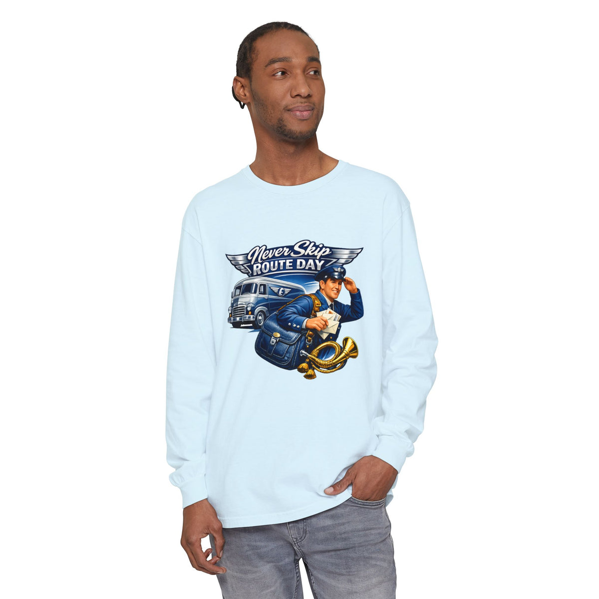 Mail Carrier Long Sleeve - Never Skip Route Day | Funny Mail Carrier Long Sleeve | Comfort Colors