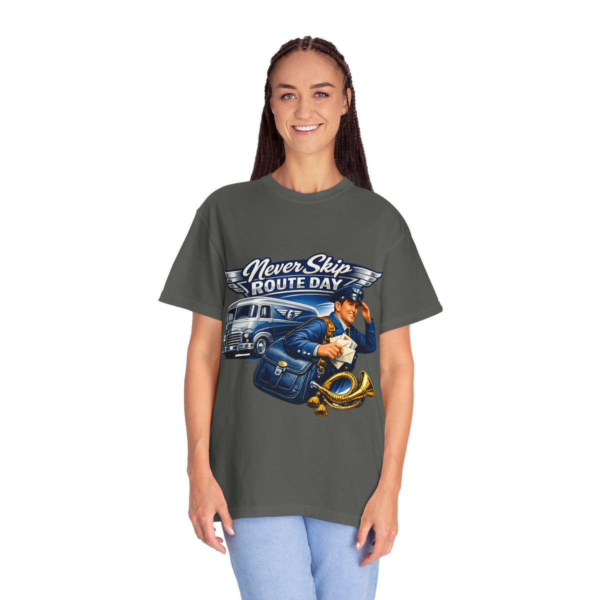 Mail Carrier T-Shirt - Never Skip Route Day | Funny Mail Carrier Tee | Comfort Colors