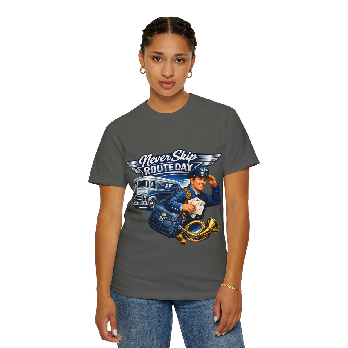 Mail Carrier T-Shirt - Never Skip Route Day | Funny Mail Carrier Tee | Comfort Colors
