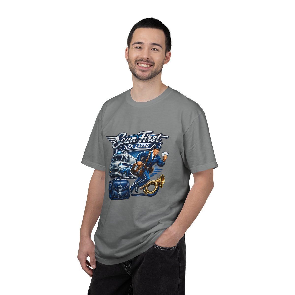 Mail Carrier T-Shirt - Scan First, Ask Later | Funny Mail Carrier Tee | Comfort Colors | Comfort Colors® 1717