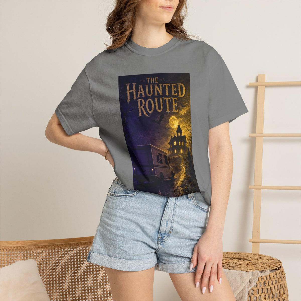 The Haunted Route — Spooky Mail Truck Halloween Shirt