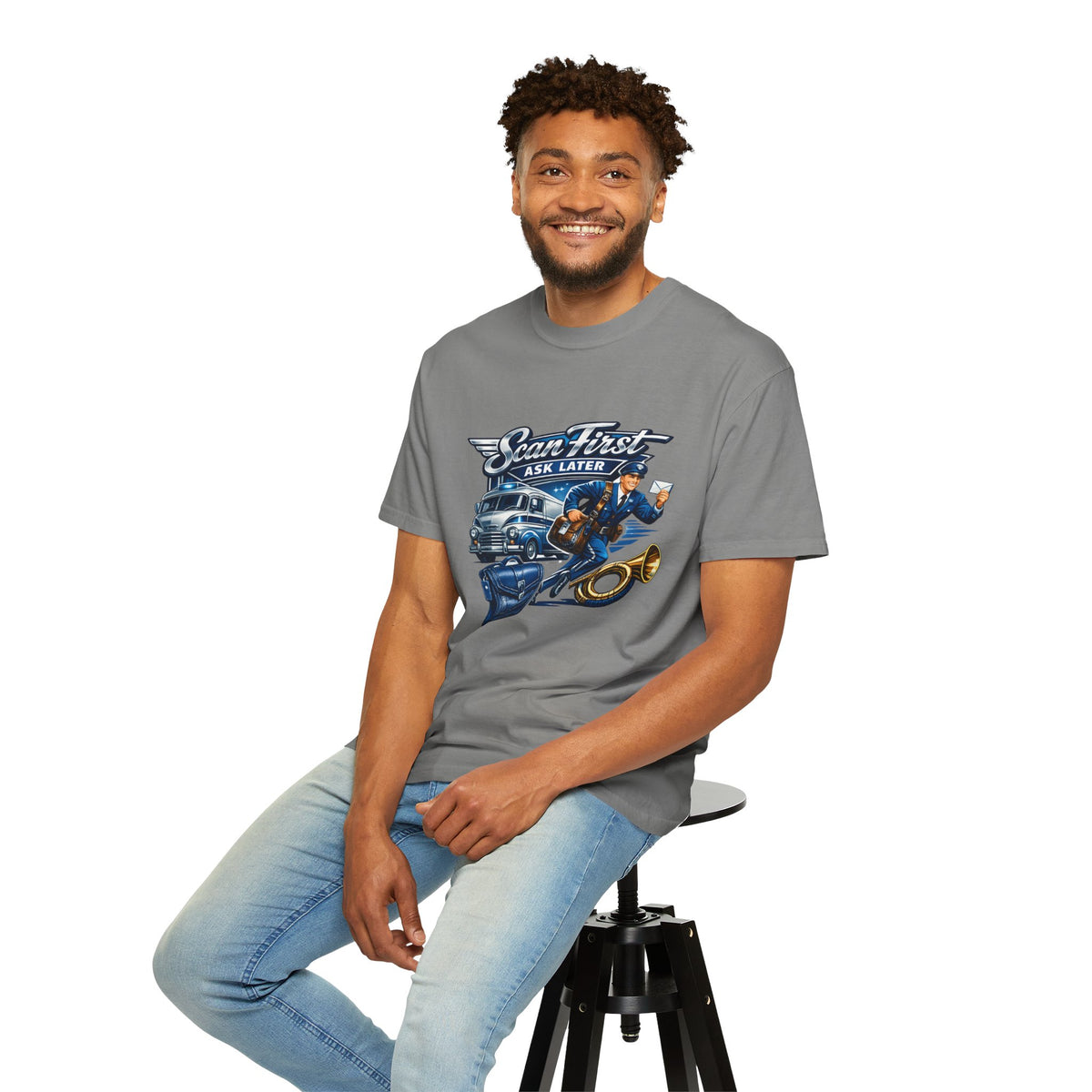Mail Carrier T-Shirt - Scan First, Ask Later | Funny Mail Carrier Tee | Comfort Colors | Comfort Colors® 1717
